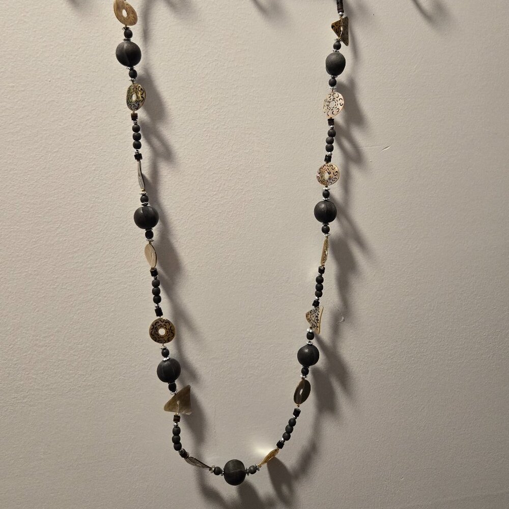 ✨ Boho Long Beaded Necklace with Shell & Geometric Accents ✨